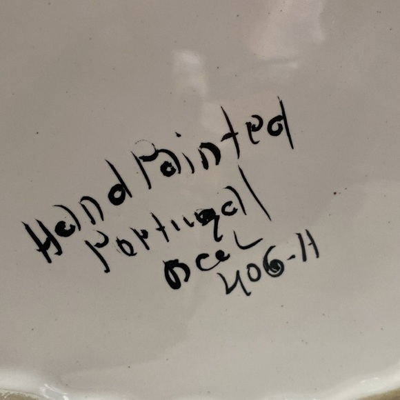 Vintage Ceramic Reticulated Basket, Handmade in Portugal White & Green - Picture 8 of 16